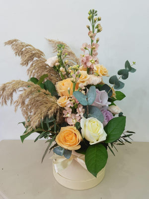 Charming Rustic Hatbox Bouquet for Mother’s Day