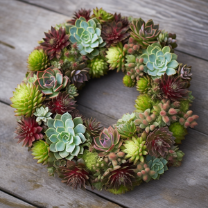 All-Weather Succulent Wreath | Hardy Sempervivum Plants | Live Outdoor Decor