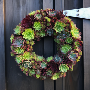 All-Weather Succulent Wreath | Hardy Sempervivum Plants | Live Outdoor Decor